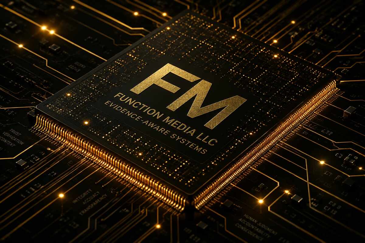 Function Media LLC evidence-aware systems chip representing intelligence infrastructure